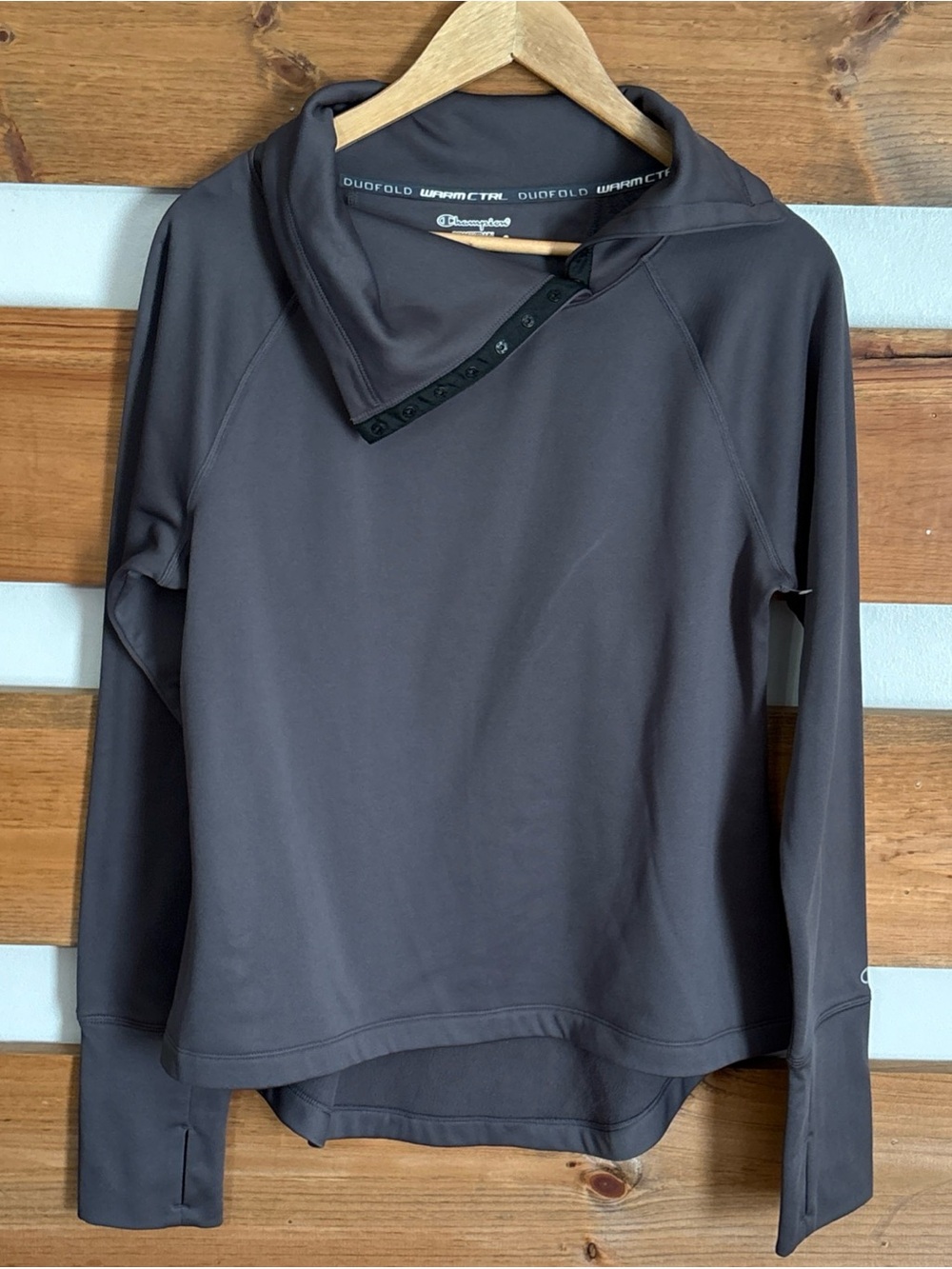 Champion Powertrain Duofold Warm Control Smoke Gary Long Sleeve Pullover Size M